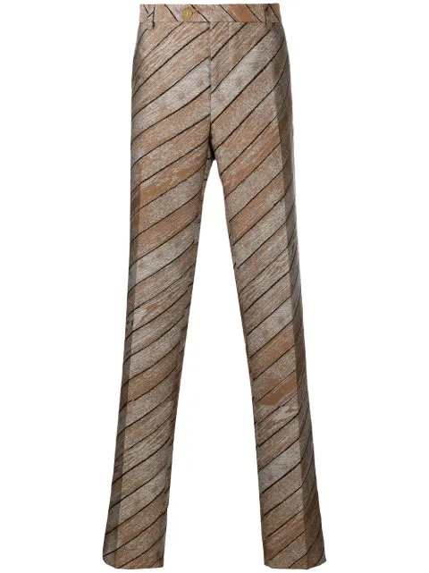 Walter Van Beirendonck Pre-Owned striped tailored trousers Brown 6002