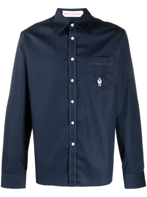 Walter Van Beirendonck Pre-Owned round embroidery shirt Blue 2002