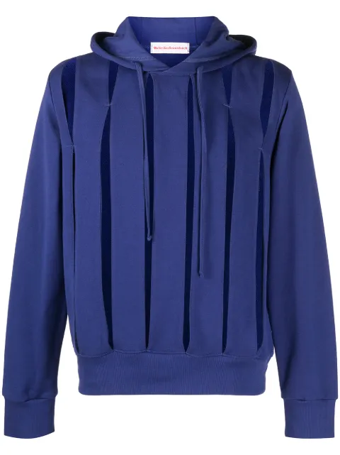 Walter Van Beirendonck Pre-Owned Slit drawstring hoodie Blue 1012