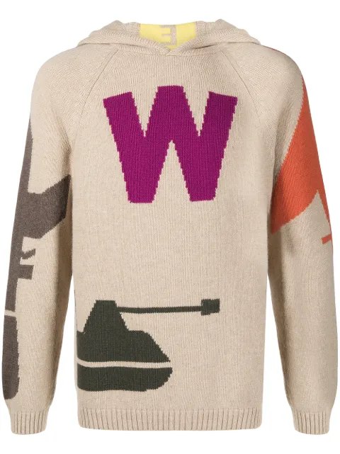 Walter Van Beirendonck Pre-Owned Walter-War knitted hoodie Neutrals 515