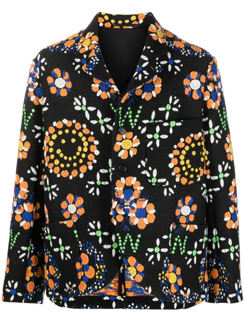 Walter Van Beirendonck Pre-Owned embroidered boxy blazer Black 1005