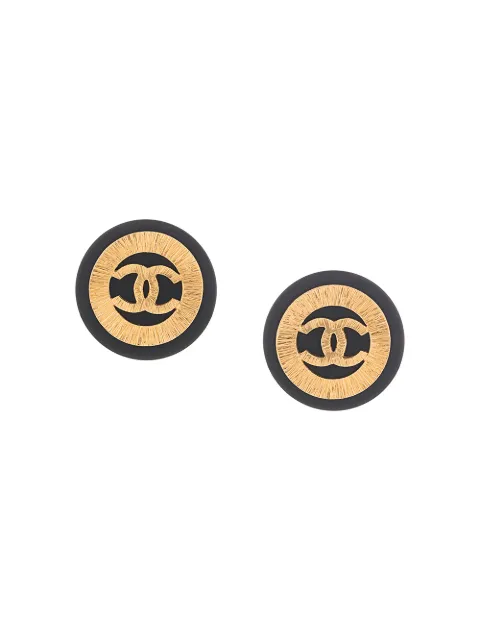 CHANEL Pre-Owned 1990s CC button clip-on earrings Black ER29