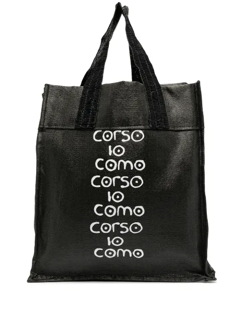 10 CORSO COMO logo-print raffia tote bag Black CCSHBLACKRAFIA002