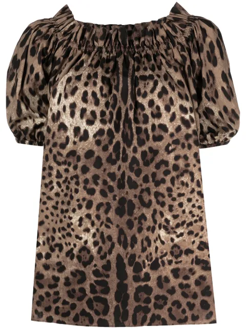 Dolce & Gabbana leopard-print off-shoulder top Brown F71J7THS5E3HY13M