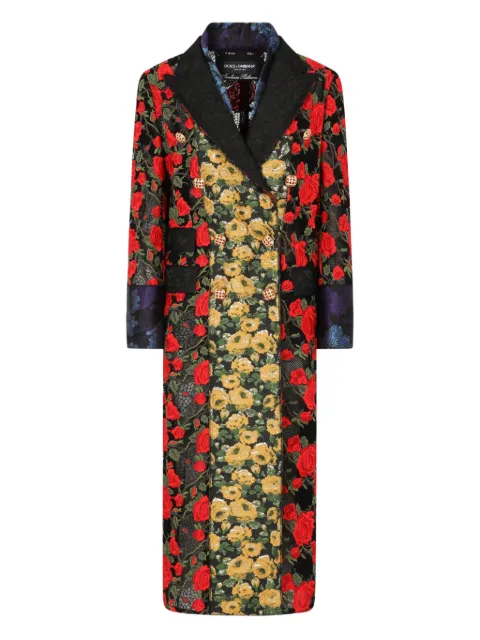 Dolce & Gabbana floral-jacquard coat Black J0AAPZHLMAL