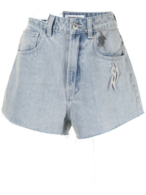 Ground Zero high-rise distressed denim shorts Blue S21JE854