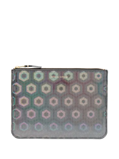 Comme Des Garçons Wallet holographic hexagonal-print pouch Black SA5100BR0