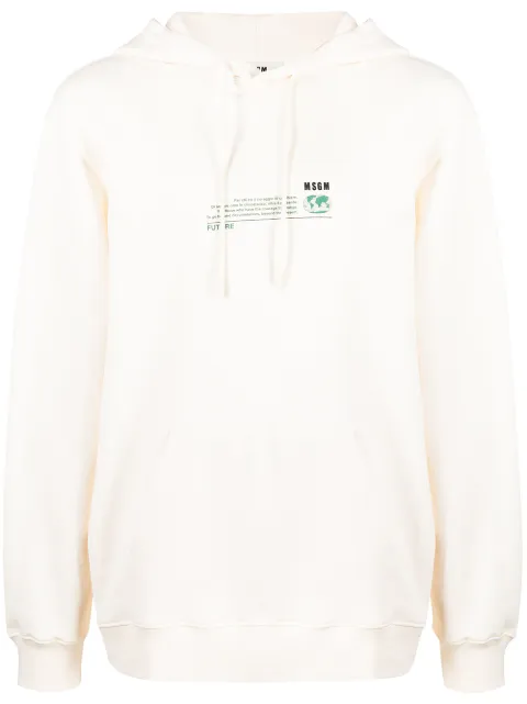 MSGM Fantastic Green Future-print hoodie Neutrals 3040MM174217119