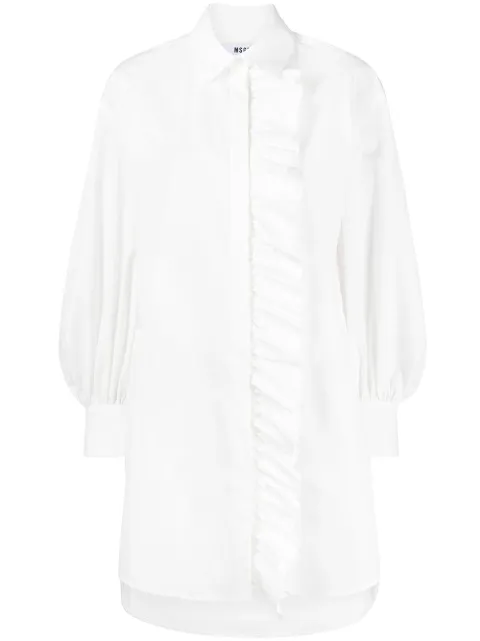 MSGM ruffle detail shirt dress White 3041MDA02217104