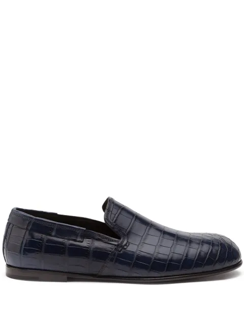 Dolce & Gabbana crocodile-embossed leather loafers Blue A50216A2354