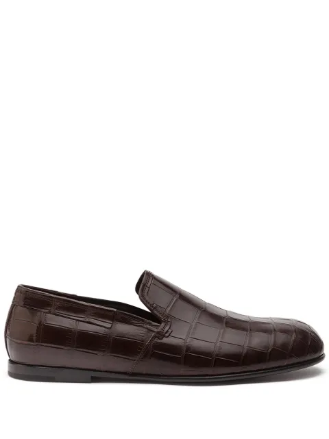 Dolce & Gabbana crocodile-embossed leather loafers Brown A50216A2354