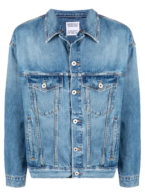 COUNTY OF MILAN logo patch denim jacket Blue CMYE019R21DEN0014032