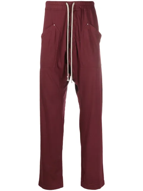 Rick Owens DRKSHDW drop-crotch track trousers Red DU20F1385RN