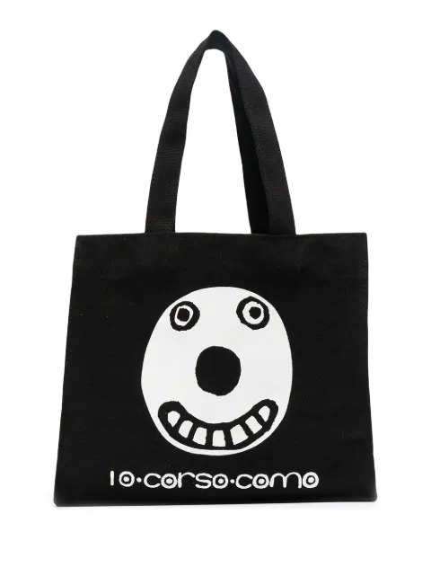 10 CORSO COMO graphic-print tote bag Black CCSHMINISMILEBIG002