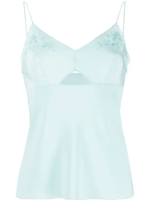 Alberta Ferretti floral-embroidered silk cami Blue A08070119