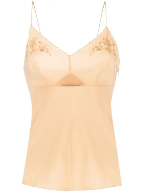 Alberta Ferretti floral-embroidered silk cami Neutrals A08070119