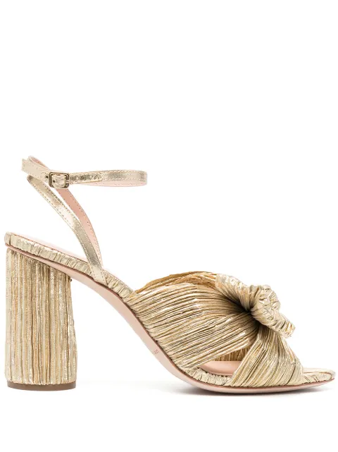Loeffler Randall Camellia pleated leather sandals Gold CAMELLIAPLA