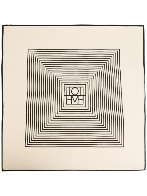 TOTEME centered monogram silk scarf Neutrals 211853801901