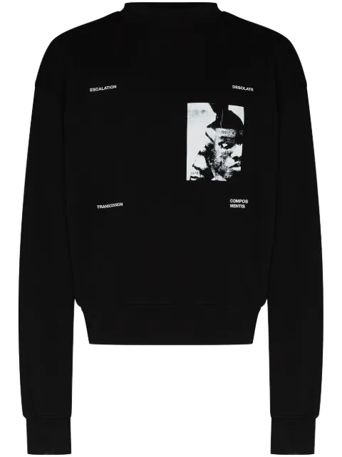 HELIOT EMIL graphic-print crew-neck sweatshirt Black SS21M08002C03BLK01