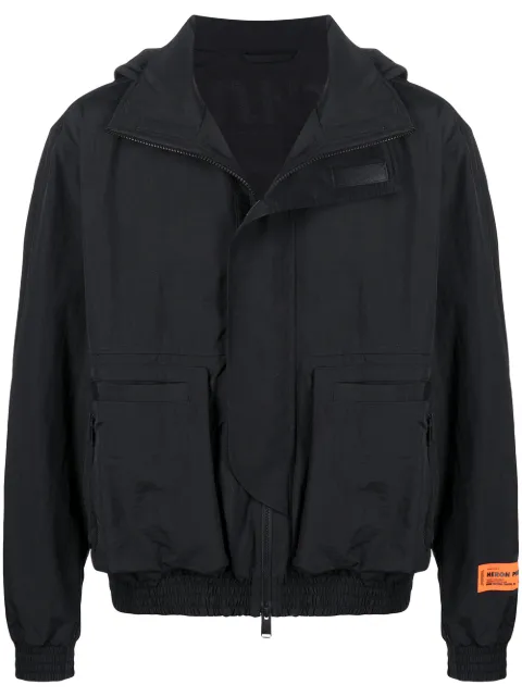 Heron Preston logo-print zip-up jacket Black HMEA038R21FAB0011001