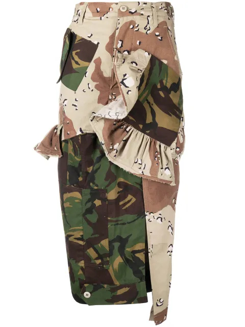 Preen By Thornton Bregazzi patchwork camouflage-print pencil skirt Green 040309
