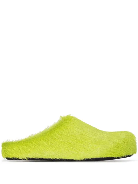 Marni Fussbett round-toe calf-hair mules Green SBMS004601P4122