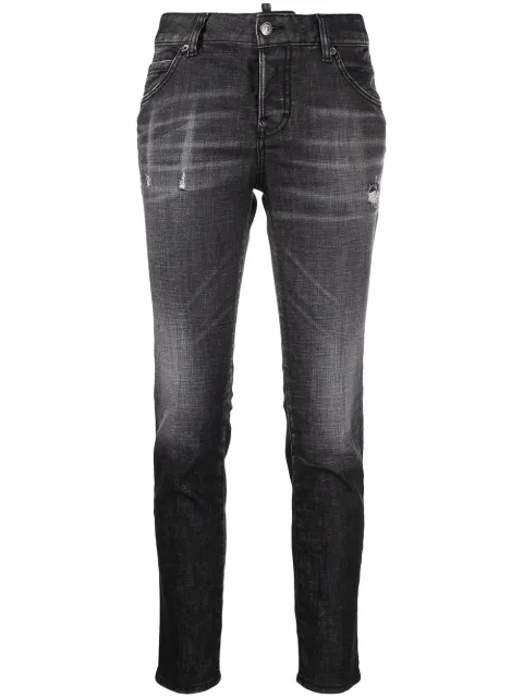 DSQUARED2 distressed-effect logo-patch denim jeans Black S75LB0429S30357