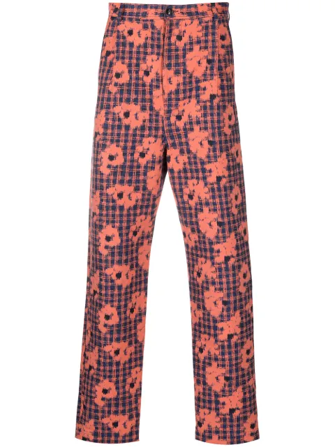 Henrik Vibskov floral-print slim-cut trousers Orange SS21M517