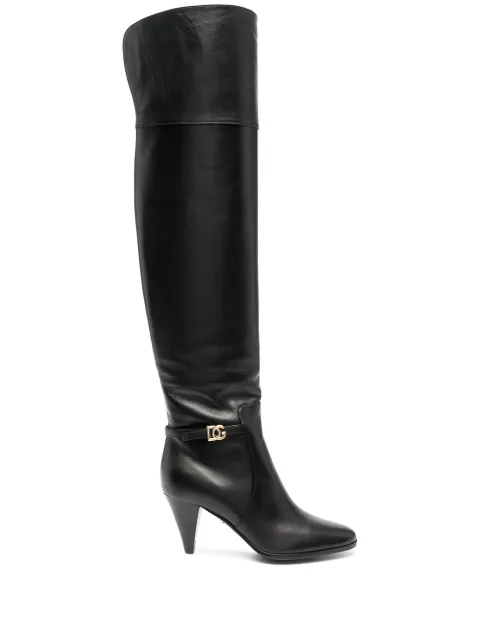 Dolce & Gabbana DG buckle over-the-knee boots Black CU0660AW695