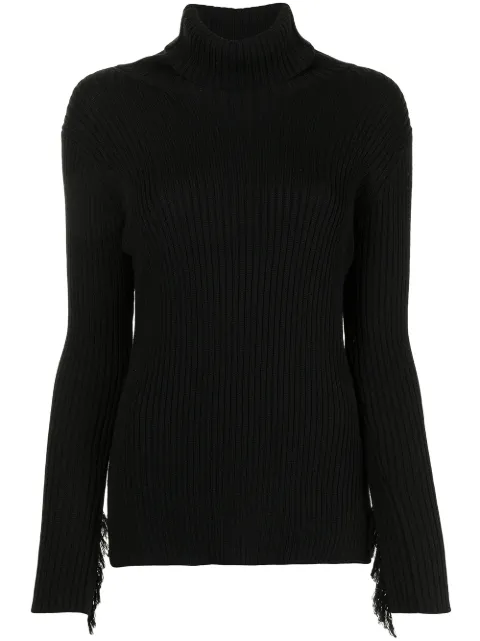Y's ribbed fringed jumper Black YRK08182