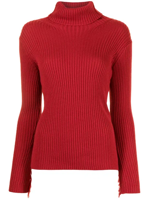 Y's fringed ribbed jumper Red YRK08182