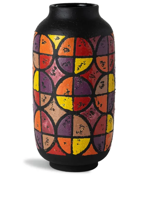 Nuove Forme Optical geometric-pattern ceramic vase Brown ABA5