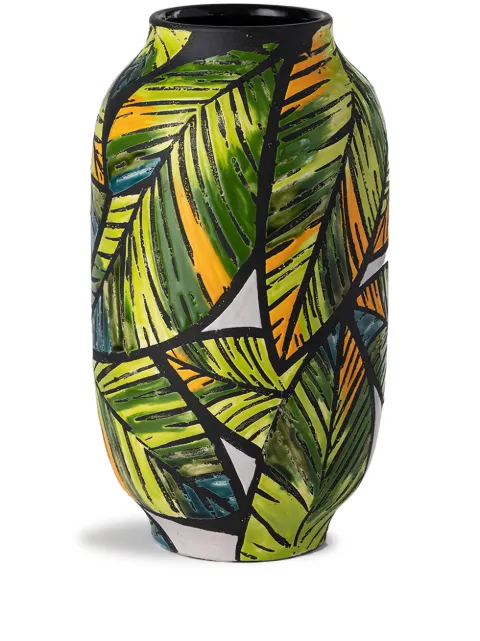 Nuove Forme tropical embossed ceramic vase Brown ABA7