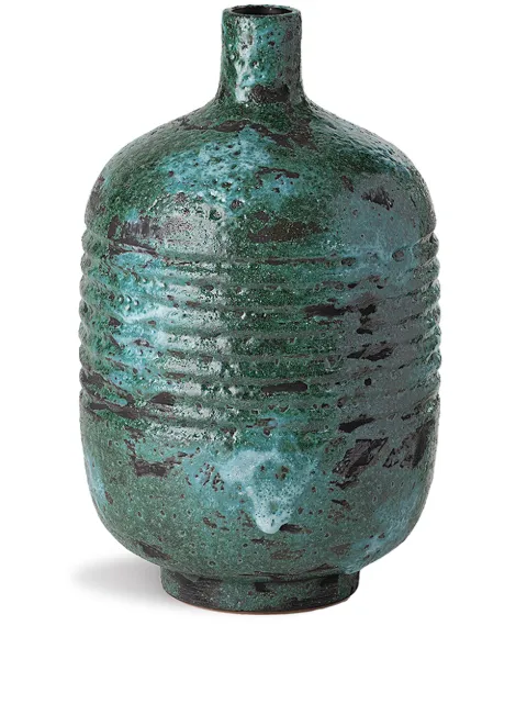 Nuove Forme embossed stripe ceramic vase Blue ABA3