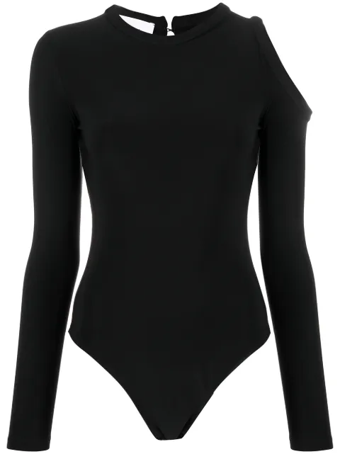 Atu Body Couture cut-detail long sleeve bodysuit Black ATS21014
