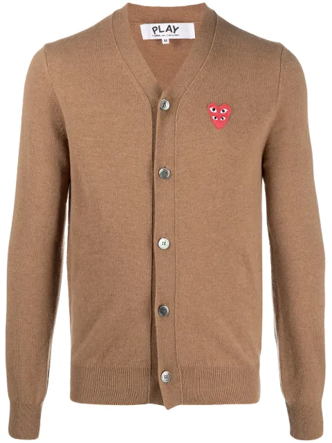 Comme Des Garçons Play embroidered logo-patch cardigan Brown P1N076