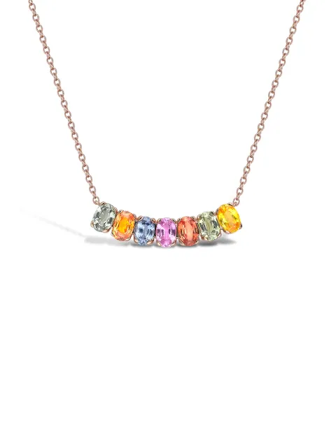 Pragnell 18kt rose gold Rainbow Fancy sapphire line pendant necklace Pink F0422