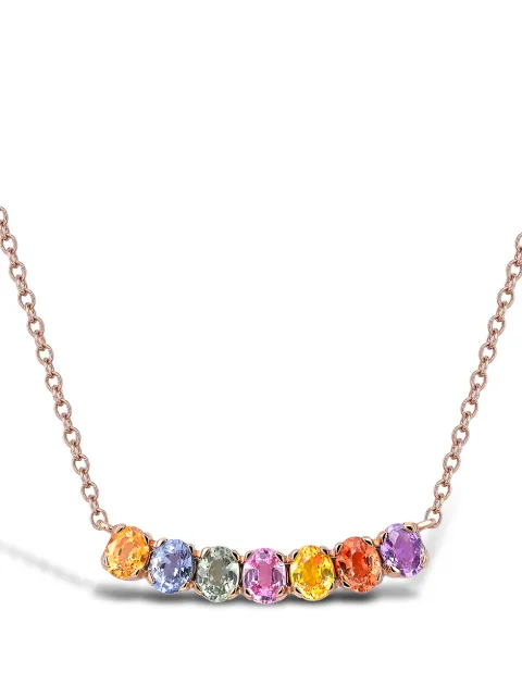 Pragnell 18kt rose gold Rainbow Fancy sapphire line pendant necklace Pink F0421