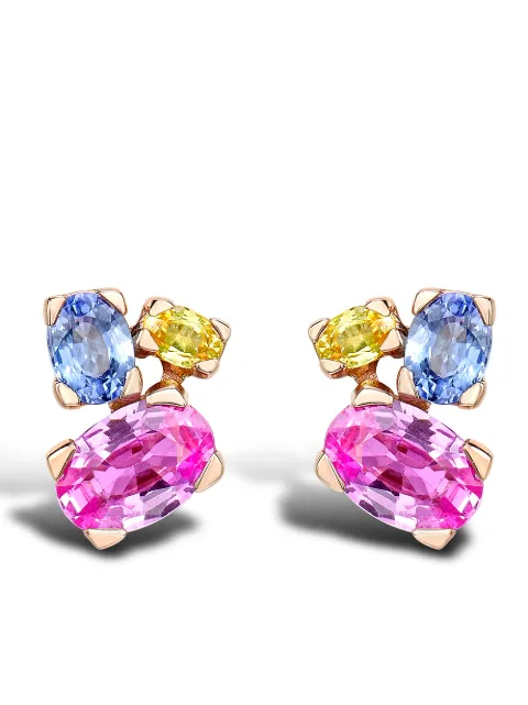 Pragnell 18kt rose gold sapphire Rainbow stud earrings Pink F0464