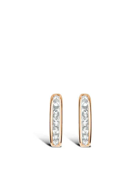 Pragnell 18kt rose gold mini RockChic diamond hoop earrings Pink F0523