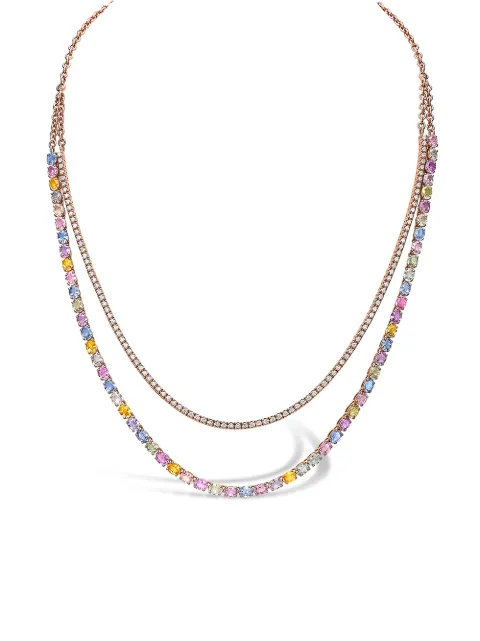 Pragnell 18kt rose gold Rainbow Fancy sapphire and diamond two-row necklace Pink F0221