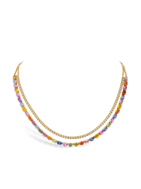 Pragnell 18kt rose gold Rainbow Fancy sapphire and diamond two-row necklace Pink F0222