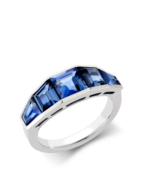 Pragnell 18kt white gold carre cut sapphire ring Silver 220458