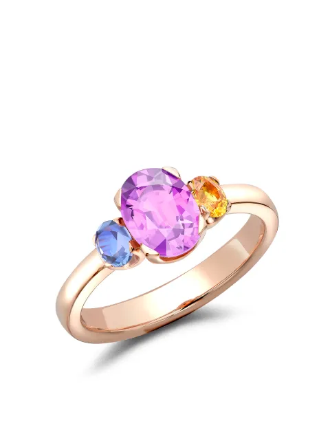 Pragnell 18kt rose gold Rainbow Fancy Three-Stone sapphire ring Pink F0407