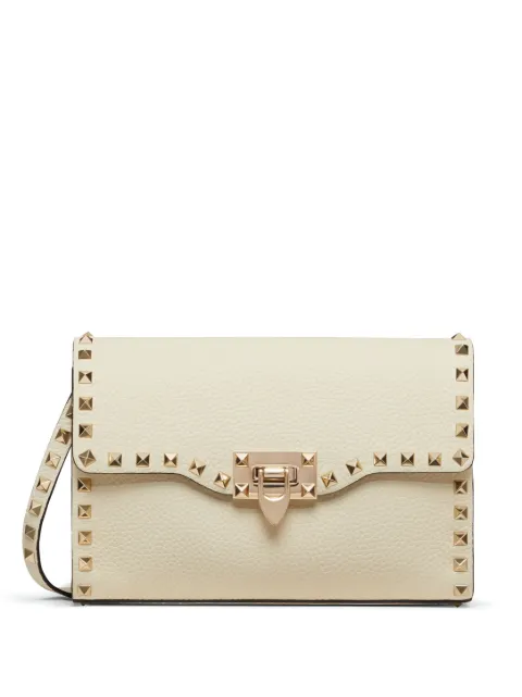 Valentino Garavani small Rockstud grainy calfskin crossbody bag Neutrals WB0181VSF