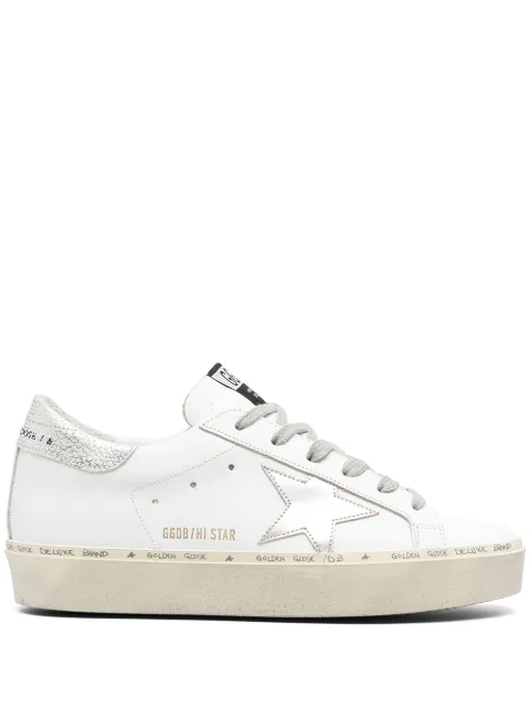 Golden Goose Hi Star trainers with star and metallic silver heel White GWF00118F000329