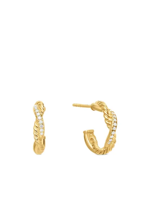 David Yurman 18kt yellow gold Petite Infinity diamond huggie hoop earrings (3mm) Gold E16513D88ADI
