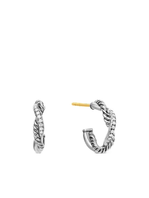 David Yurman sterling silver Petite Infinity diamond huggie hoop earrings (3mm) Silver E16513DSSADI