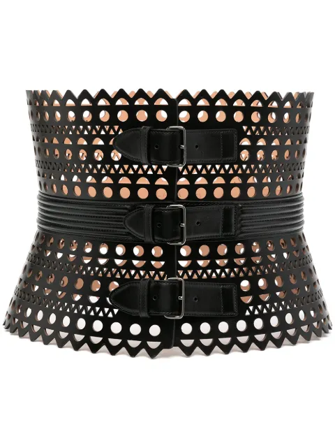 Alaïa leather perforated waist belt Black AA1C021GC0A30