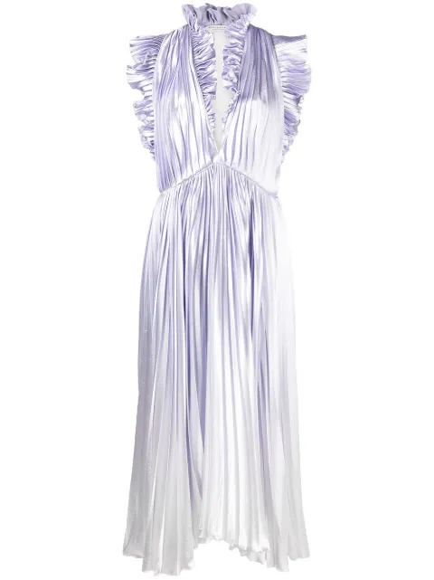 Philosophy Di Lorenzo Serafini metallic-sheen plissé dress Purple A04397119